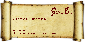 Zsiros Britta névjegykártya